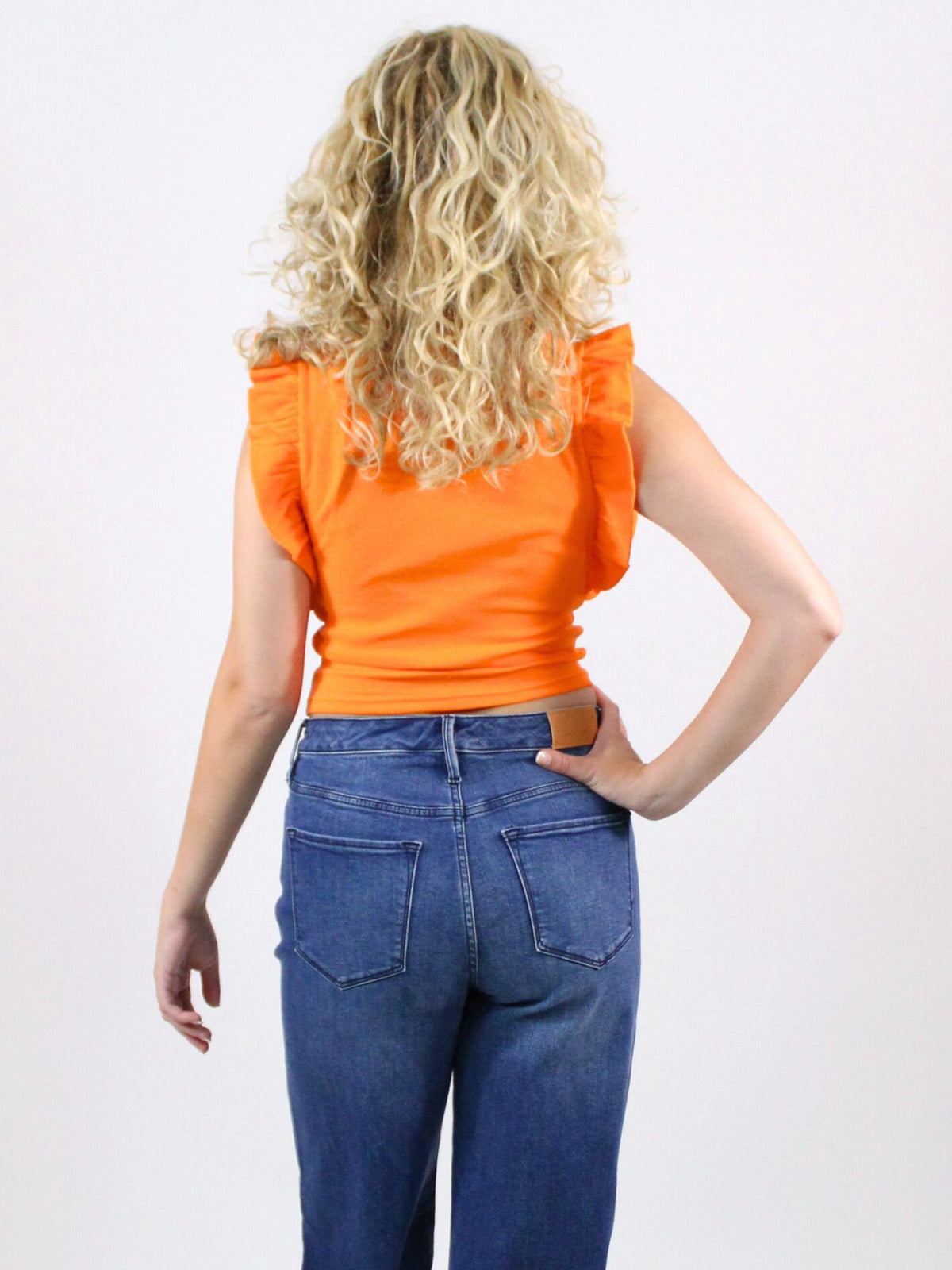 Orange Zone Ruffle Top in tennessee orange