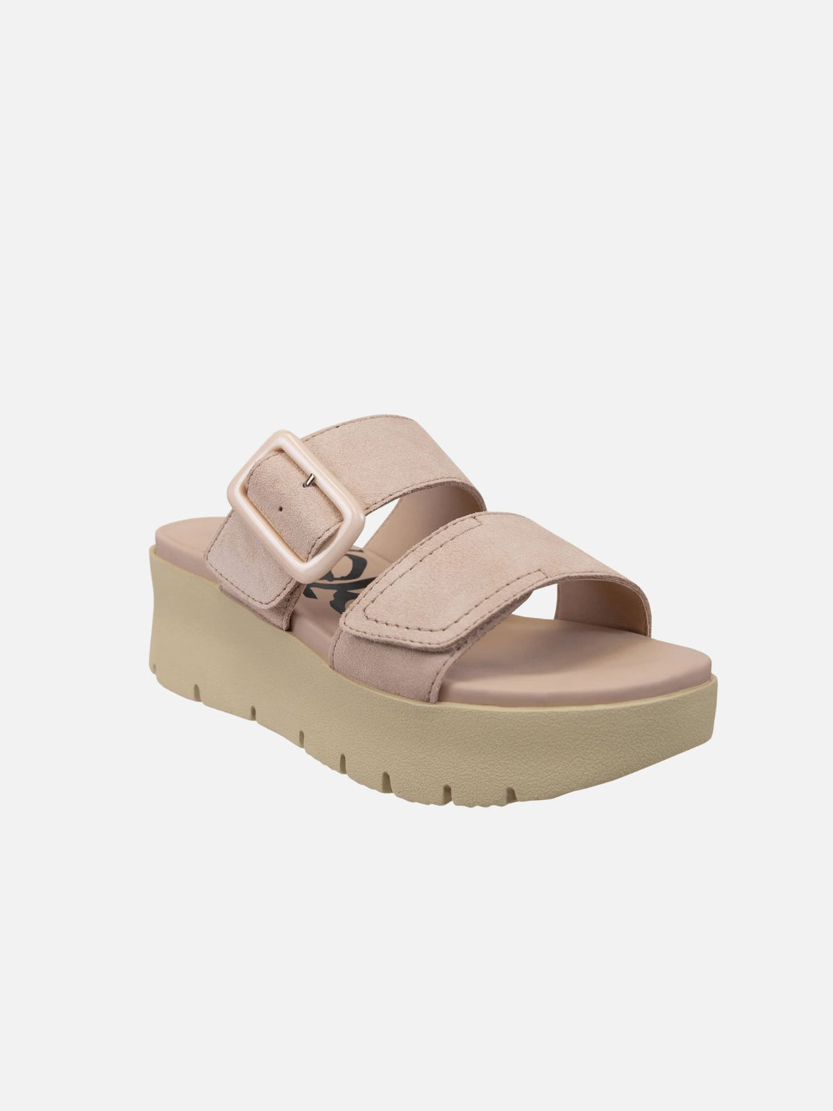 otbt cameo platform double strap sandal in beige-angled view