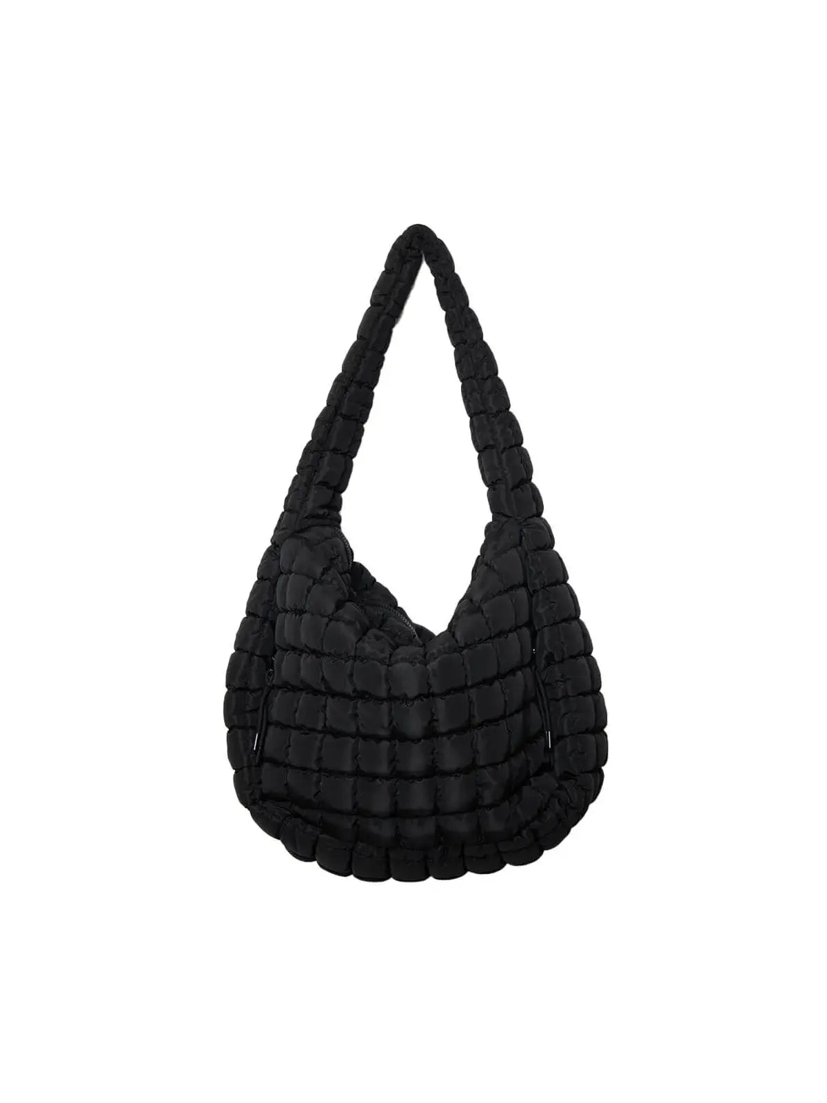 katydid free people dupe oversized quilted puffer hobo tote bag in black