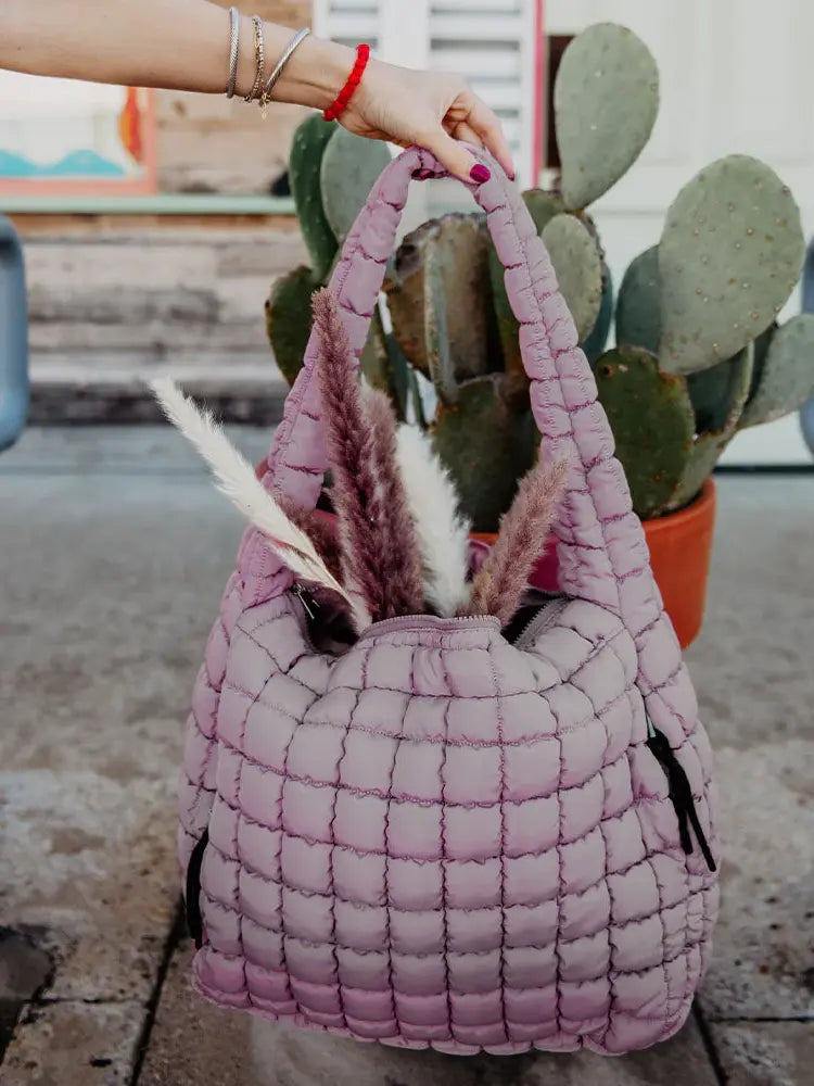 katydid free people dupe oversized quilted hobo tote bag in mauve