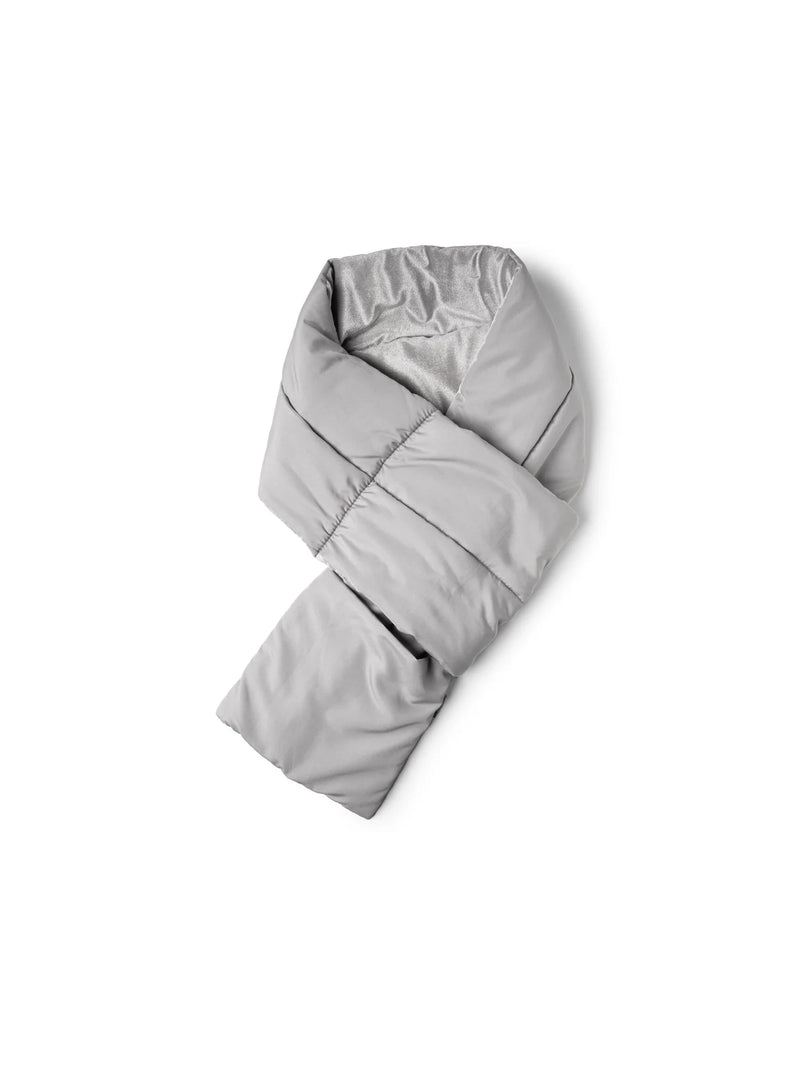 packable quilted puffer scarf gray