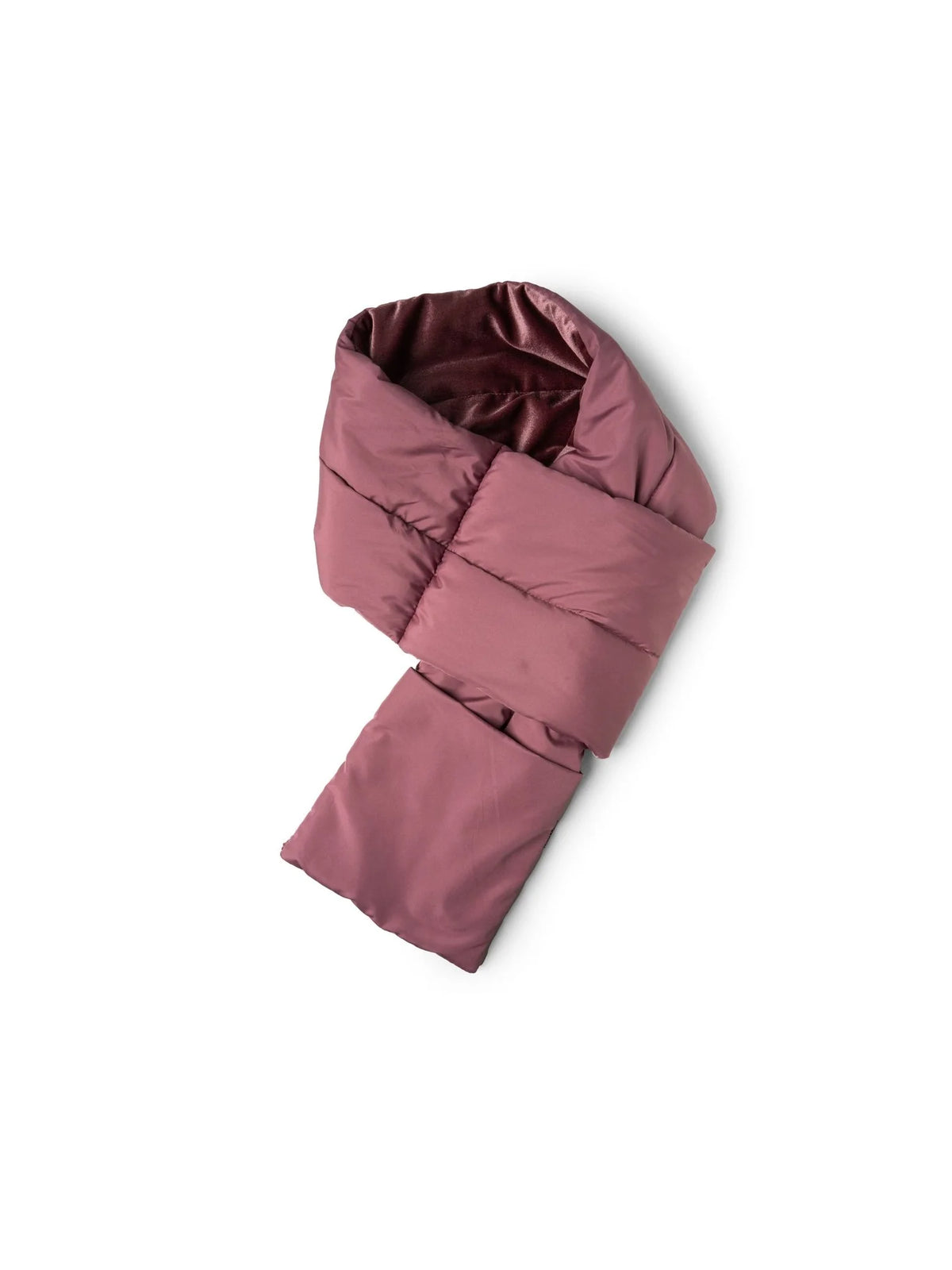 packable quilted puffer scarf pink