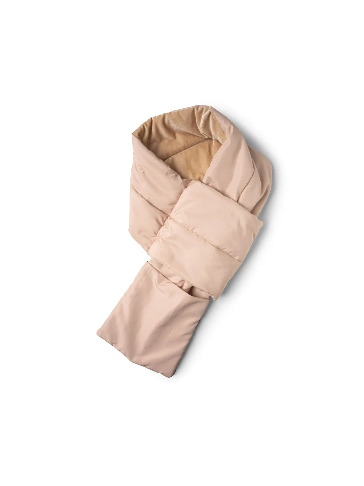 packable quilted puffer scarf tan