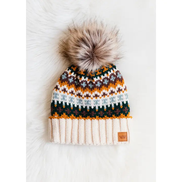 Patterned Knit Pom Hat