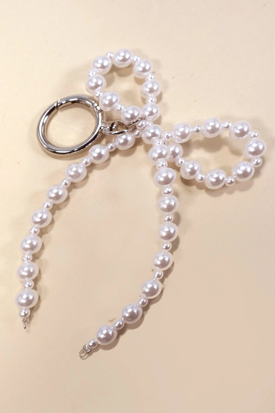 beaded pearl bow keychain bag charm