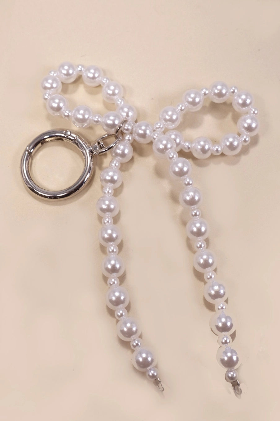 beaded pearl bow keychain bag charm