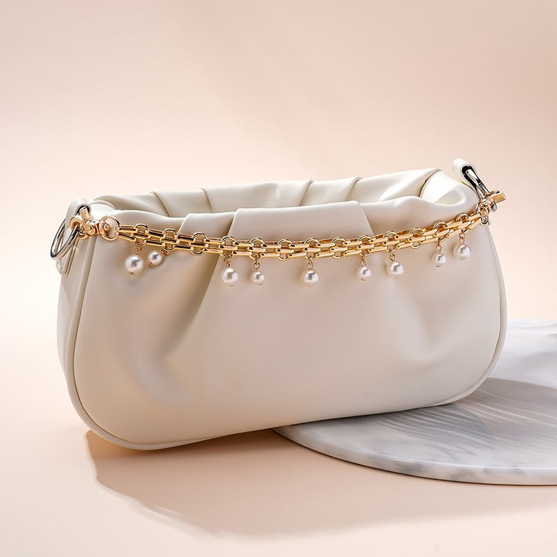 pearl charm gold chain bag charm