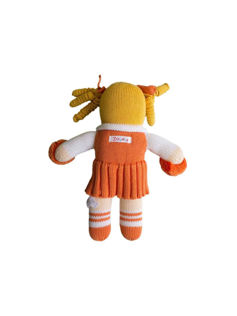 zubels tennessee volunteers orange and white cheerleader plush knit doll 12"