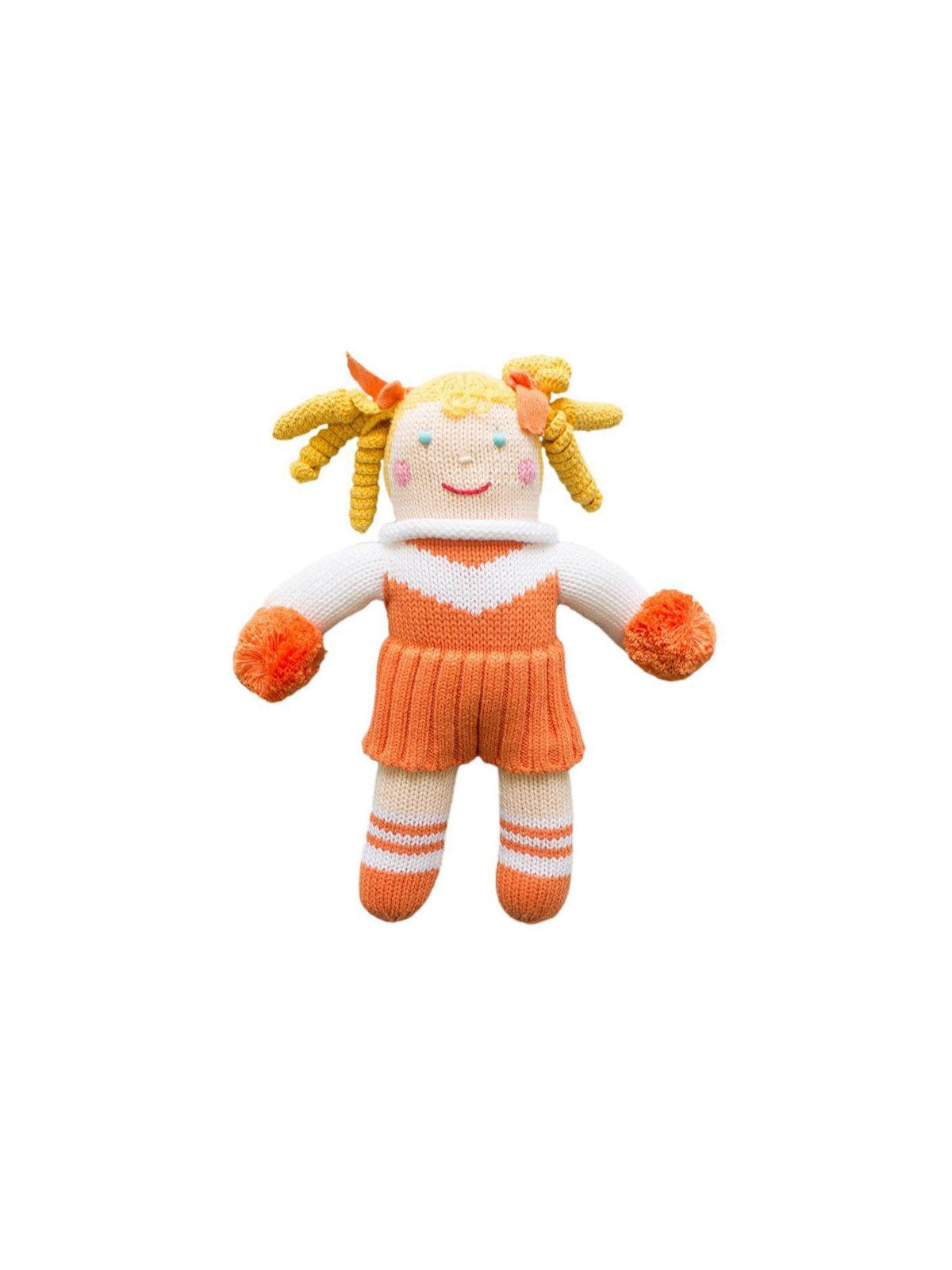 zubels tennessee volunteers orange and white cheerleader knit rattle doll 7"