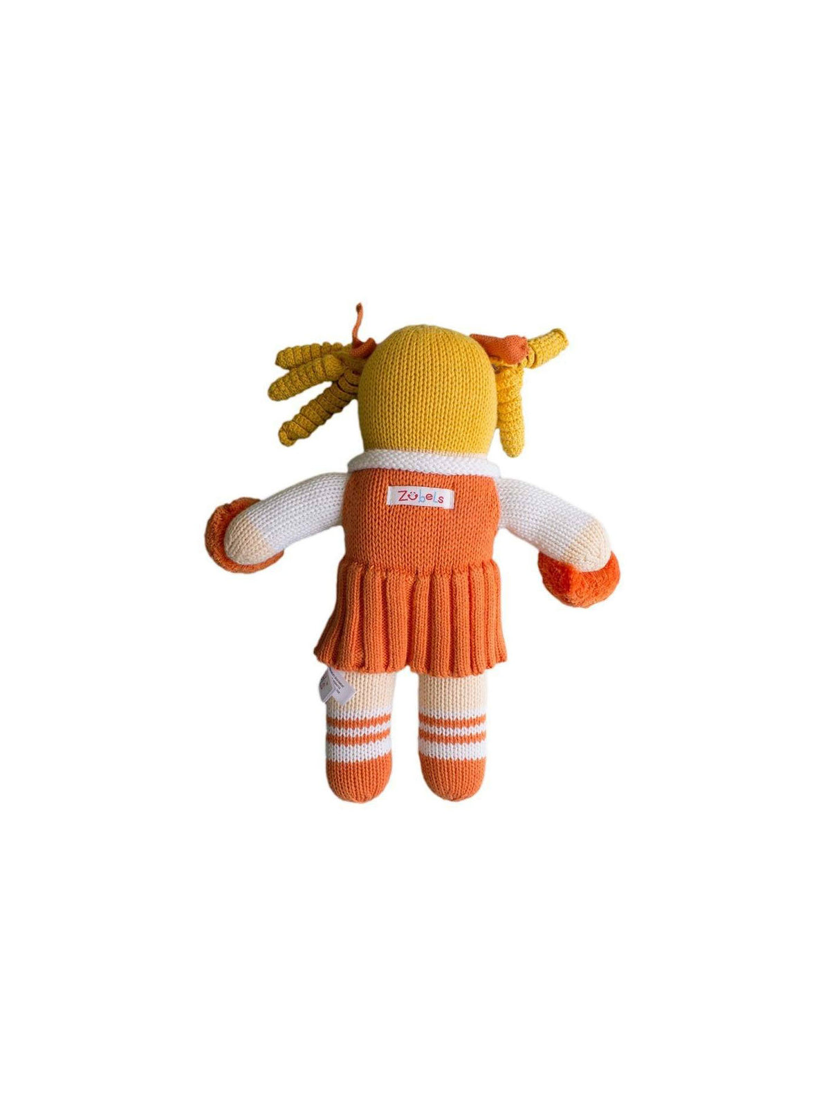 zubels tennessee volunteers orange and white cheerleader knit rattle doll 7"