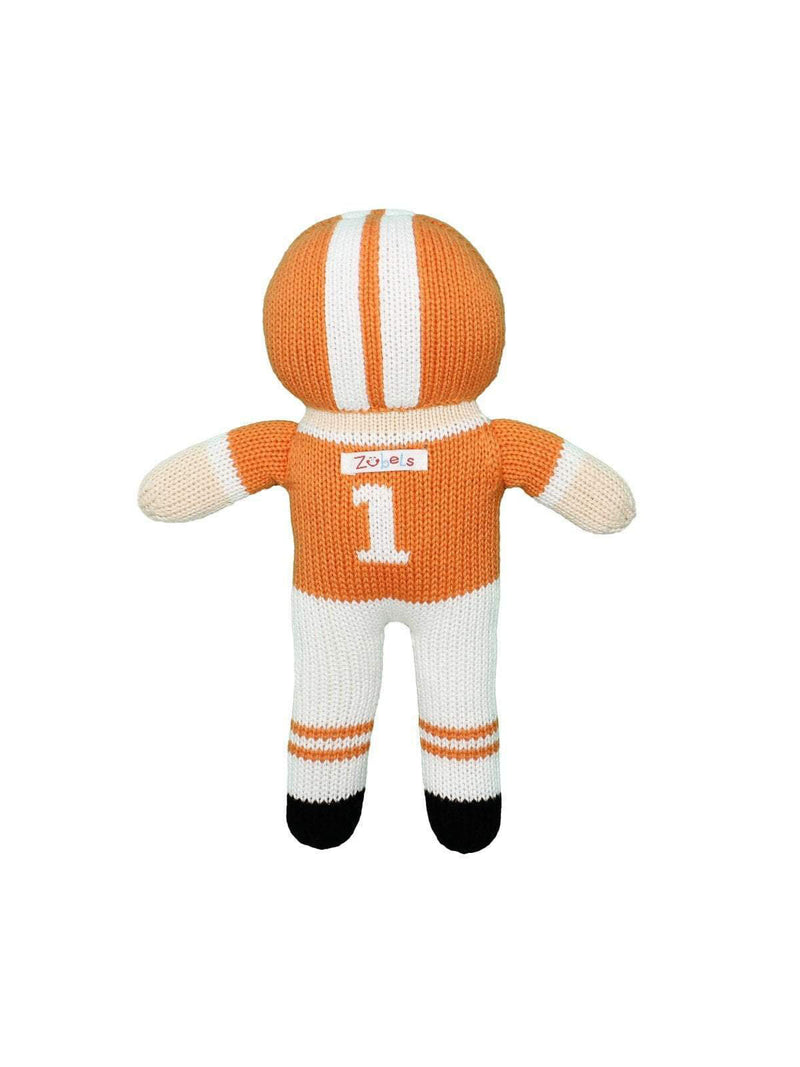 zubels tennessee volunteers orange and white football player plush knit doll 12"