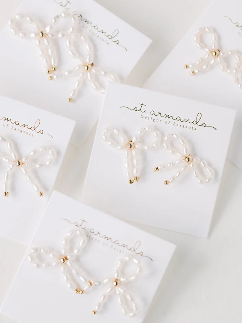 Petite Pearl Bow Stud Earrings