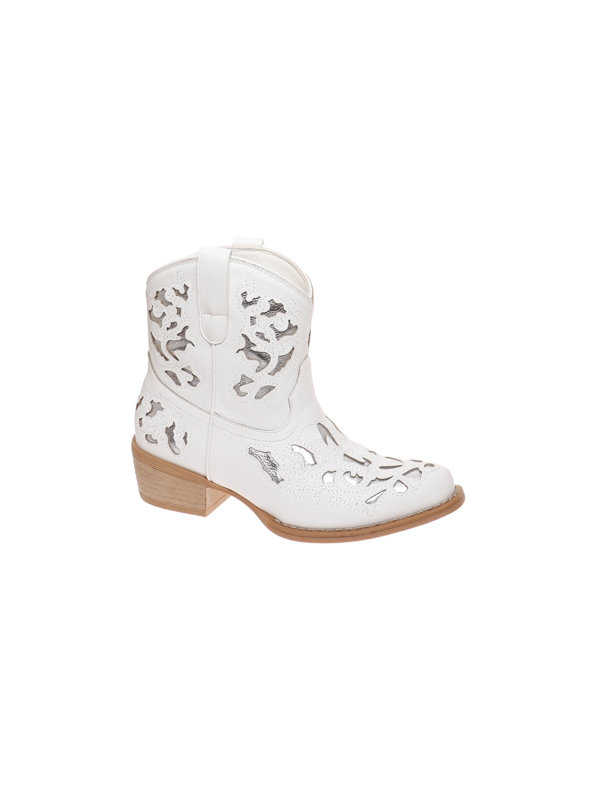 pierre dumas kaylee-15 cowboy ankle booties in white