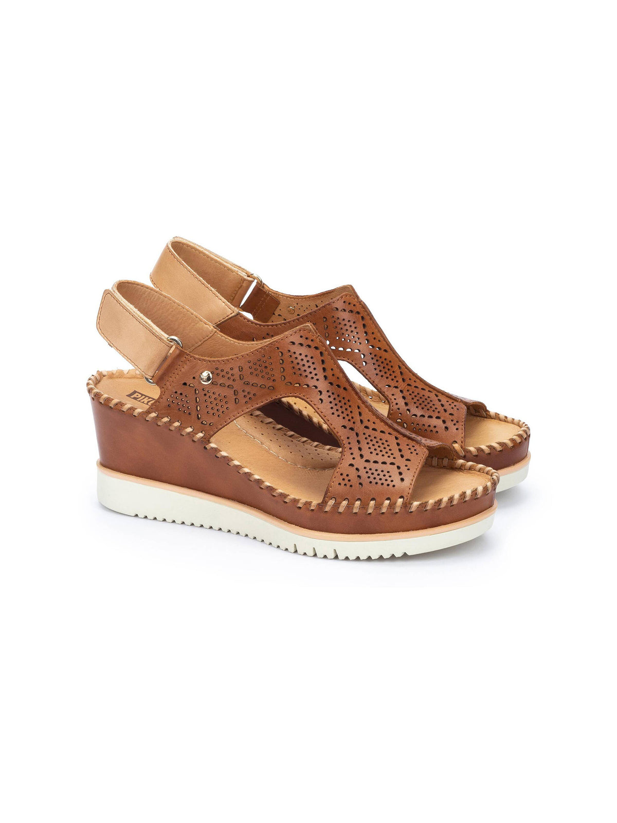 pikolinos aguadulce wedge sandals in brandy-pair view
