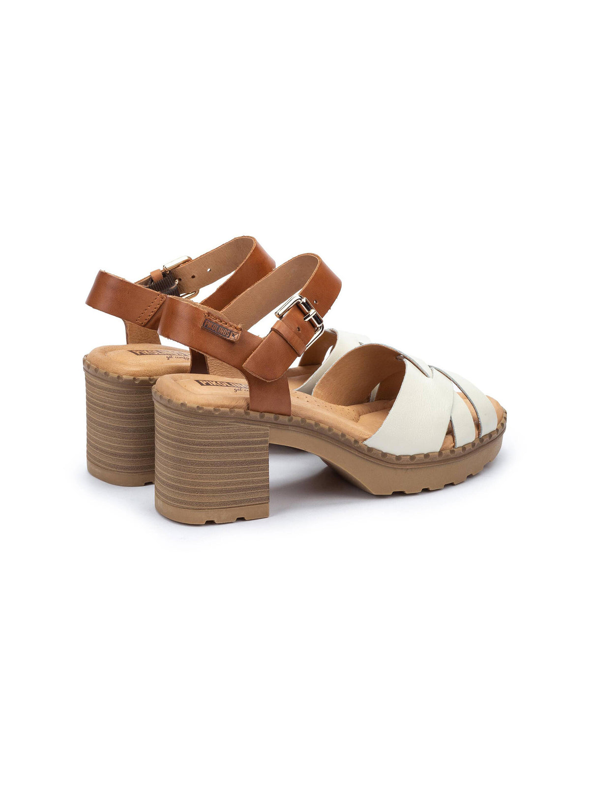 pikolinos canarias braided heel sandals in nata-pair back side view
