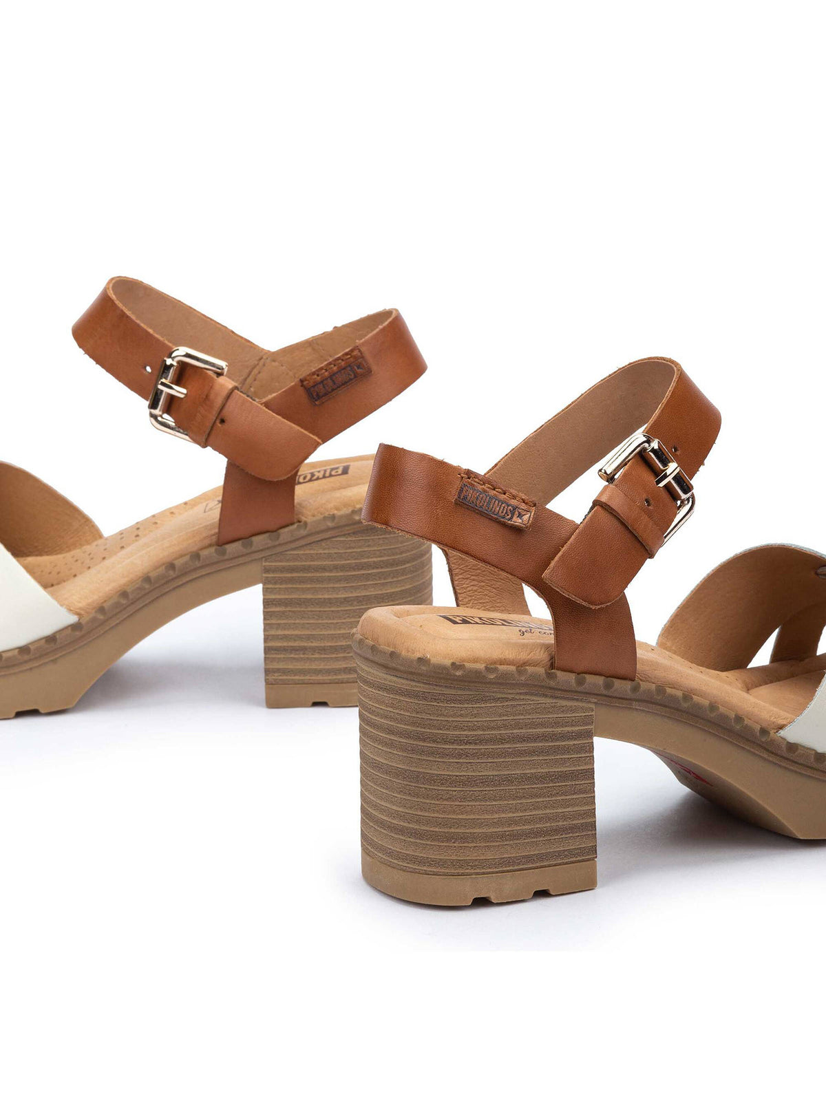 pikolinos canarias braided heel sandals in nata-pair back  view
