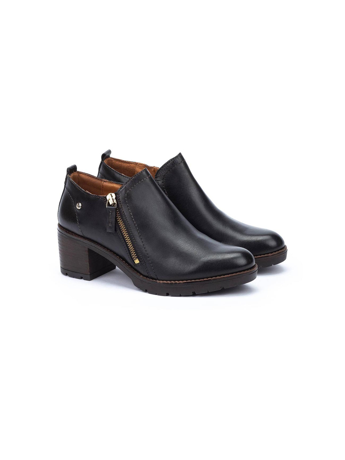 Pikonlins Llanes Side Zip Leather Bootie in Black