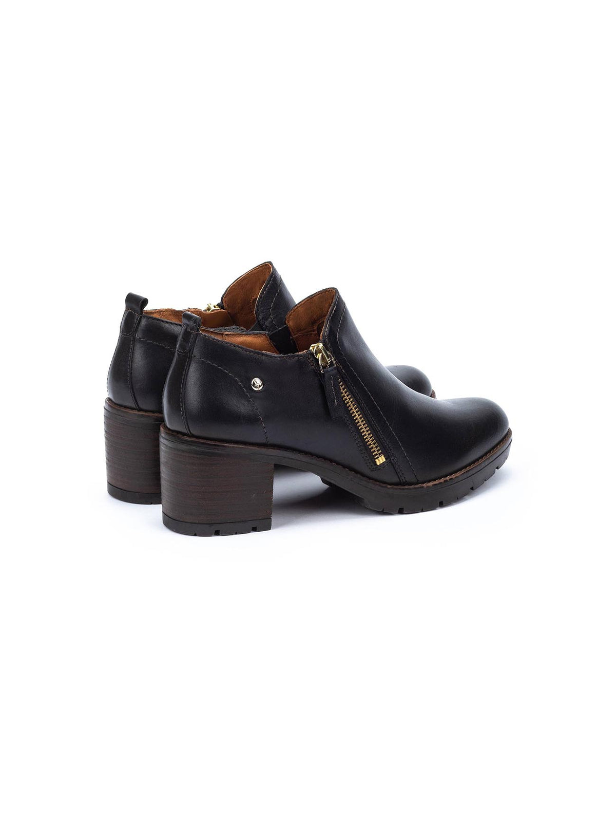 Pikonlins Llanes Side Zip Leather Bootie in Black