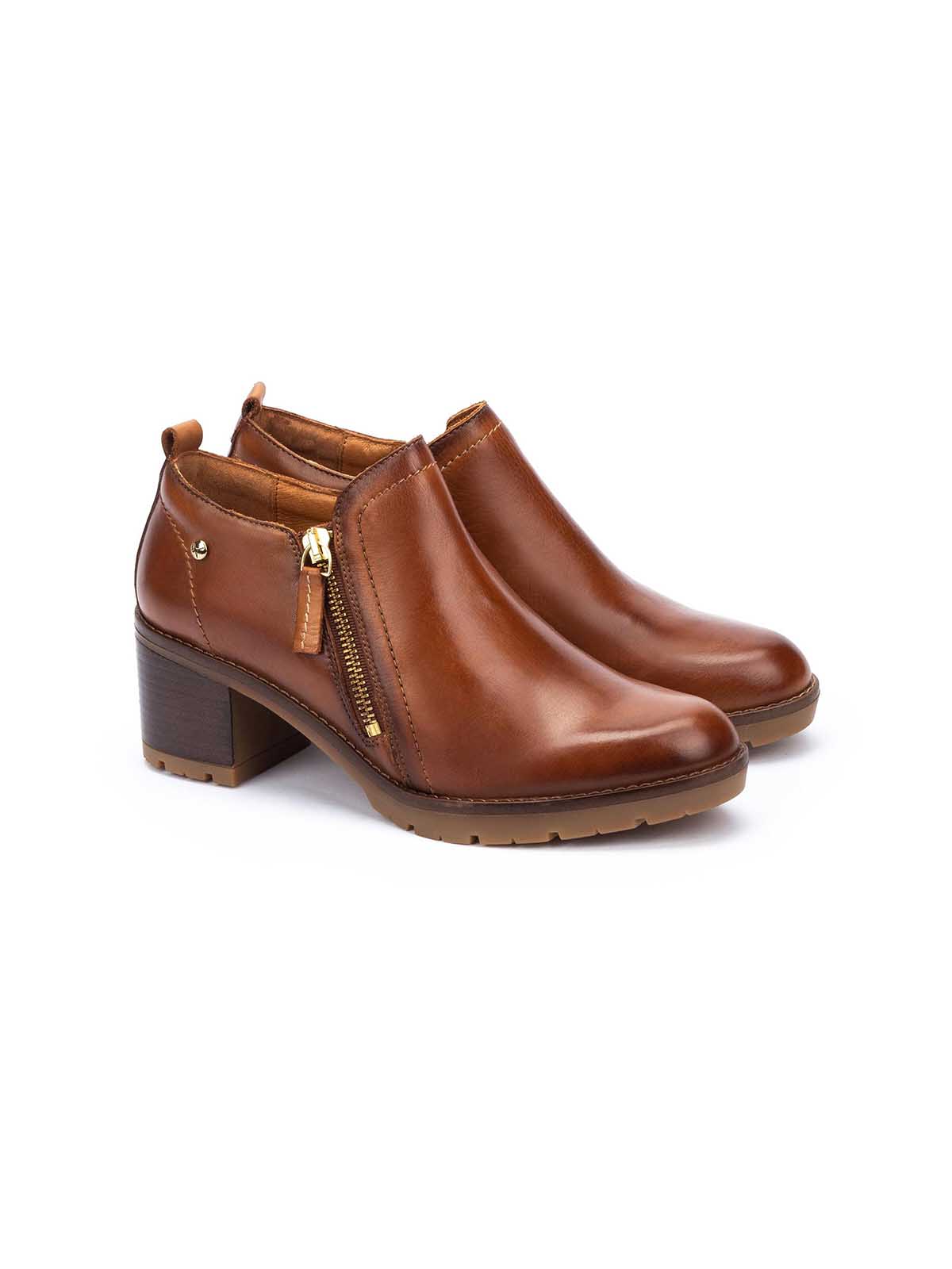 Pikonlins Llanes Side Zip Leather Bootie in Brandy