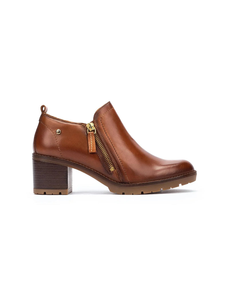 Pikonlins Llanes Side Zip Leather Bootie in Brandy