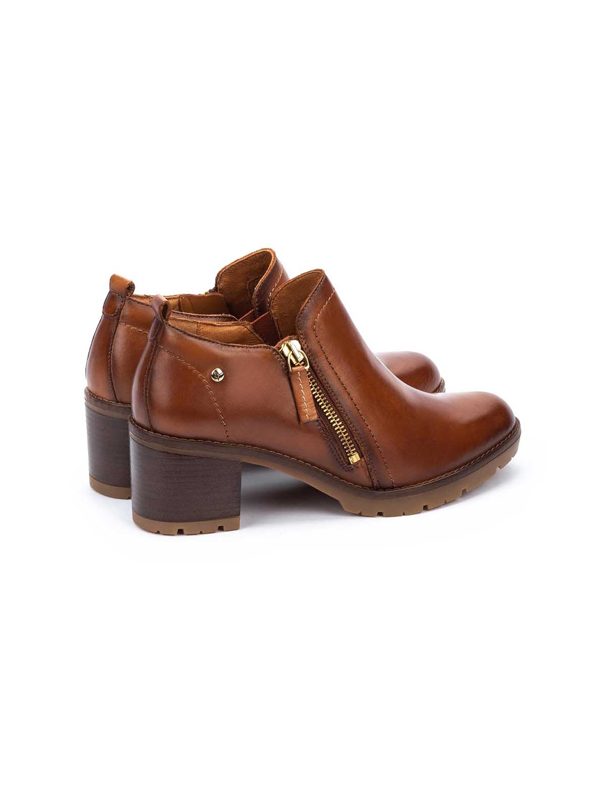 Pikonlins Llanes Side Zip Leather Bootie in Brandy