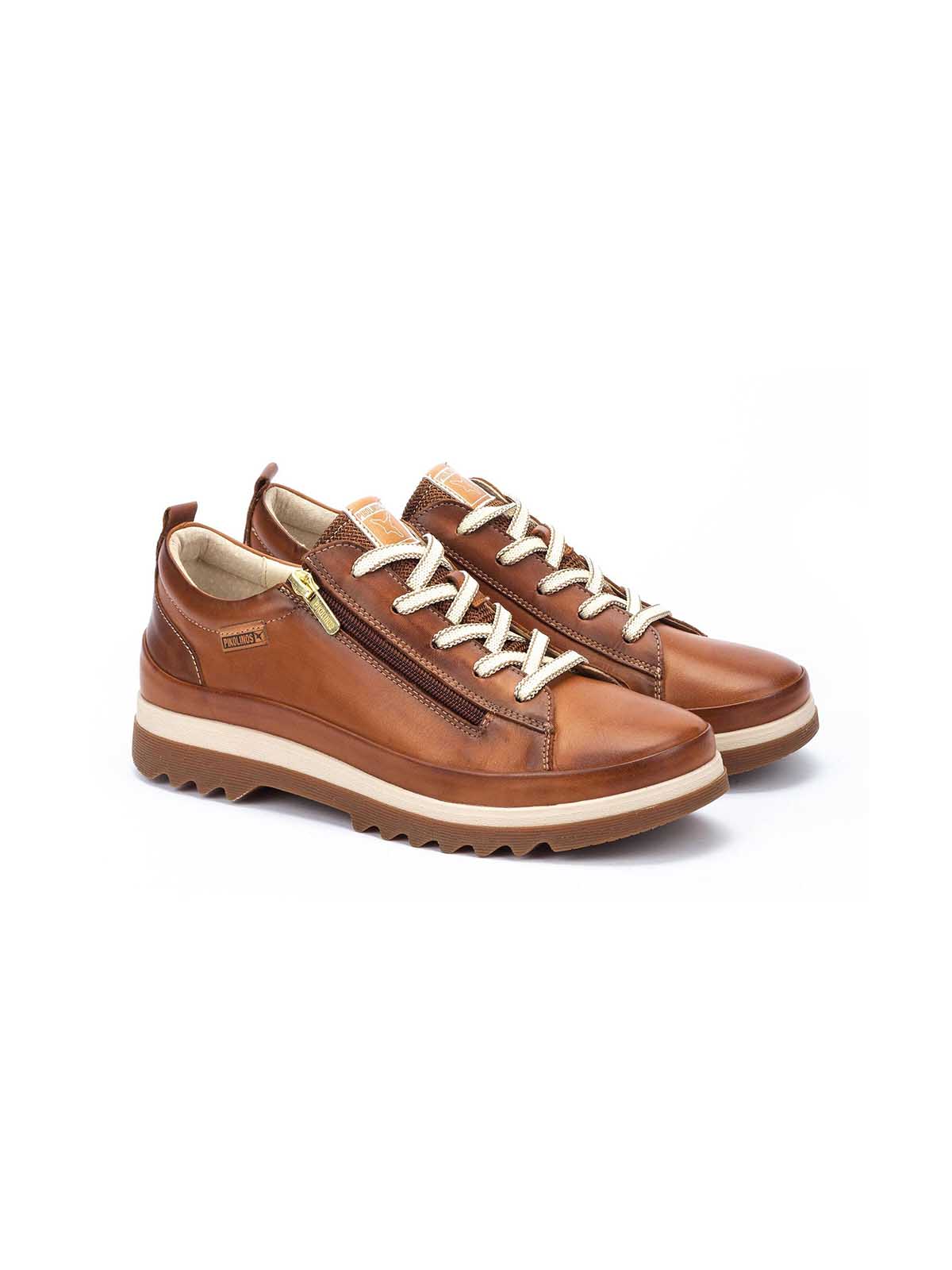 Pikolinos Vigo Side Zip Leather Sneaker in Brandy