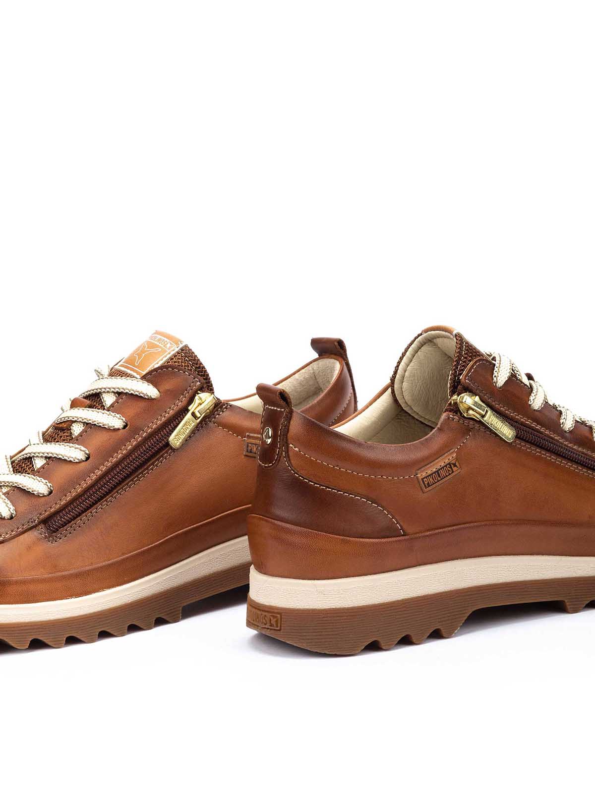 Pikolinos Vigo Side Zip Leather Sneaker in Brandy