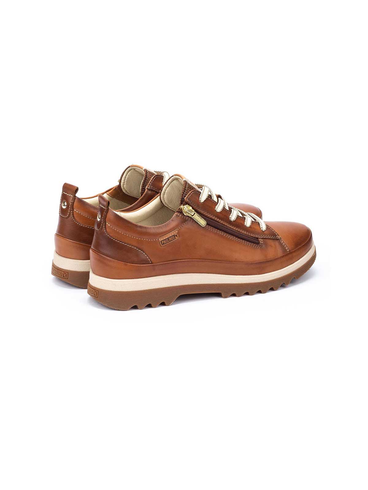 Pikolinos Vigo Side Zip Leather Sneaker in Brandy