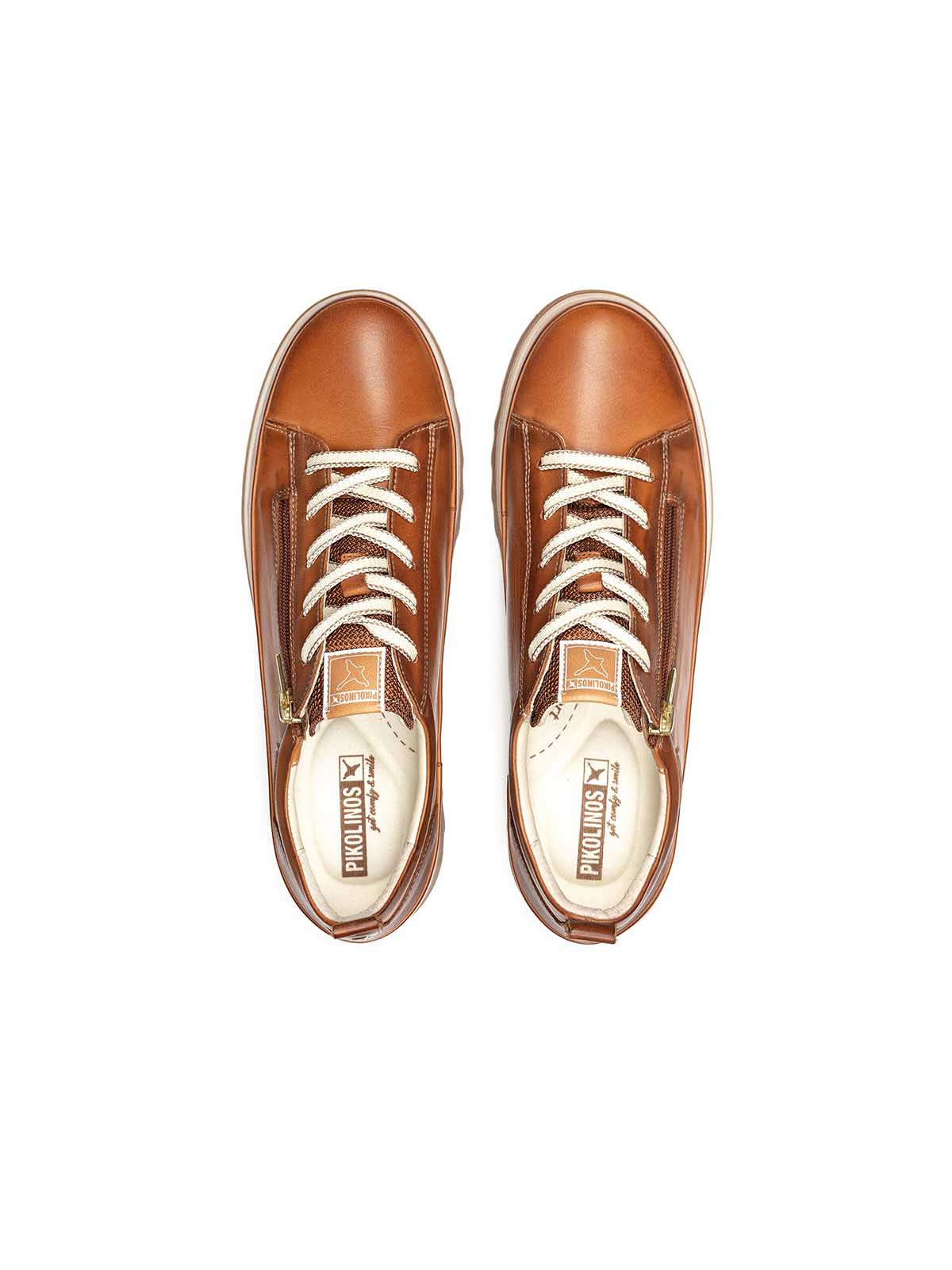 Pikolinos Vigo Side Zip Leather Sneaker in Brandy