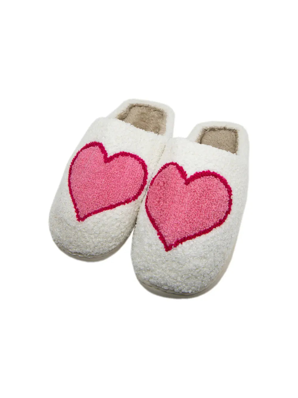 Pink & Red Fuzzy Heart Valentine's Day Slippers