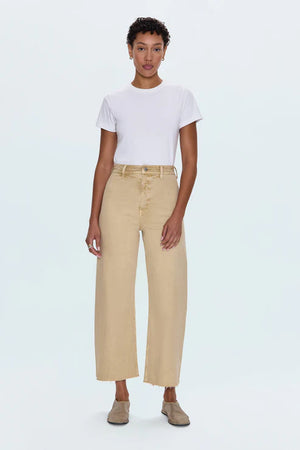 Pistola Penny Crop High Rise Wide Leg Jeans in sand dollar 