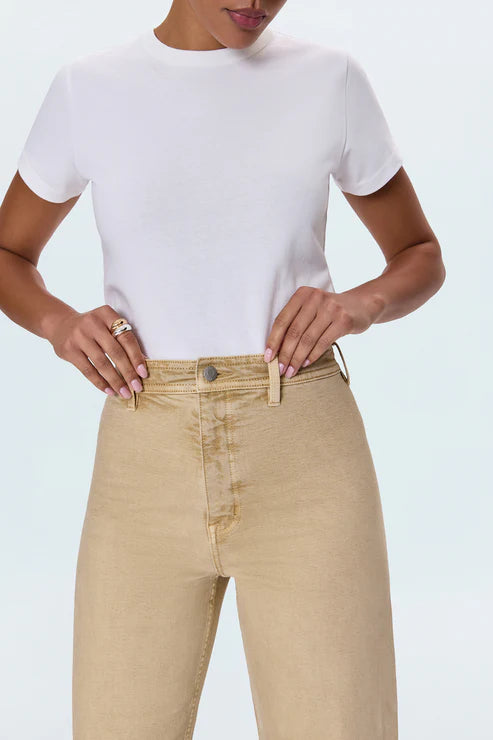 Pistola Penny Crop High Rise Wide Leg Jeans in sand dollar 