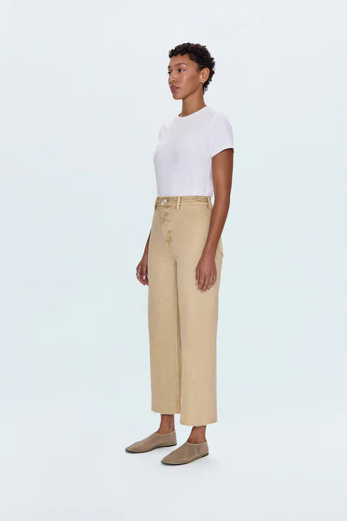 Pistola Penny Crop High Rise Wide Leg Jeans in sand dollar 