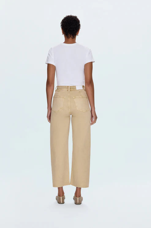 Pistola Penny Crop High Rise Wide Leg Jeans in sand dollar 