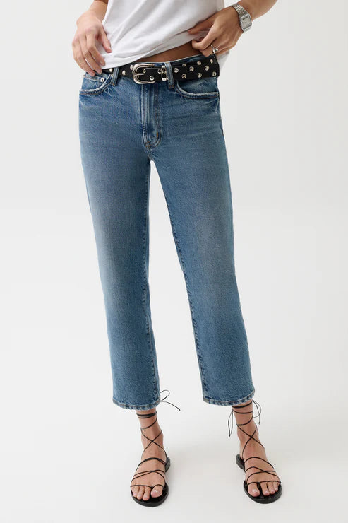 Pistola Aleks Mid Rise Straight Cropped Jean in river