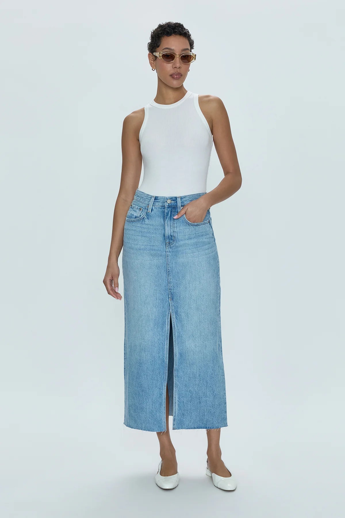 ワンピース ALEMAIS Women Mid Skirts 5164D SKY BLUE Denim Mermaid Skirt – axes femme from JAPAN