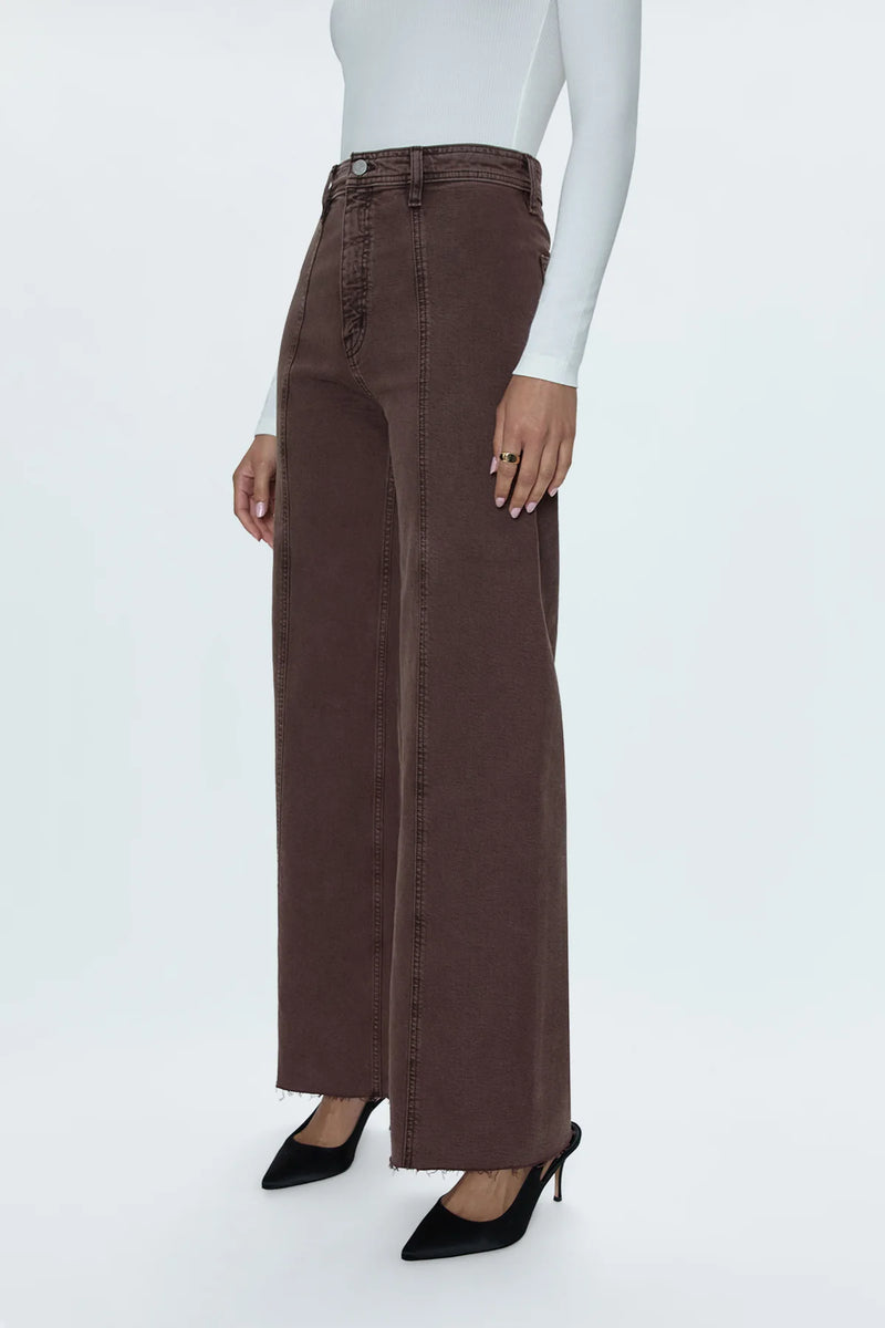 pistola high rise wide leg denim pants in dark roast-front-