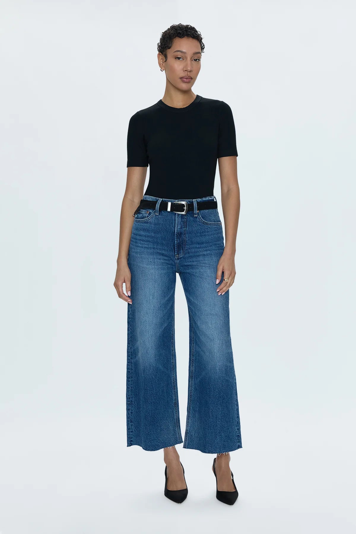 Pistola Lana Crop High-Rise Ultra Wide Leg Jean in Palladium