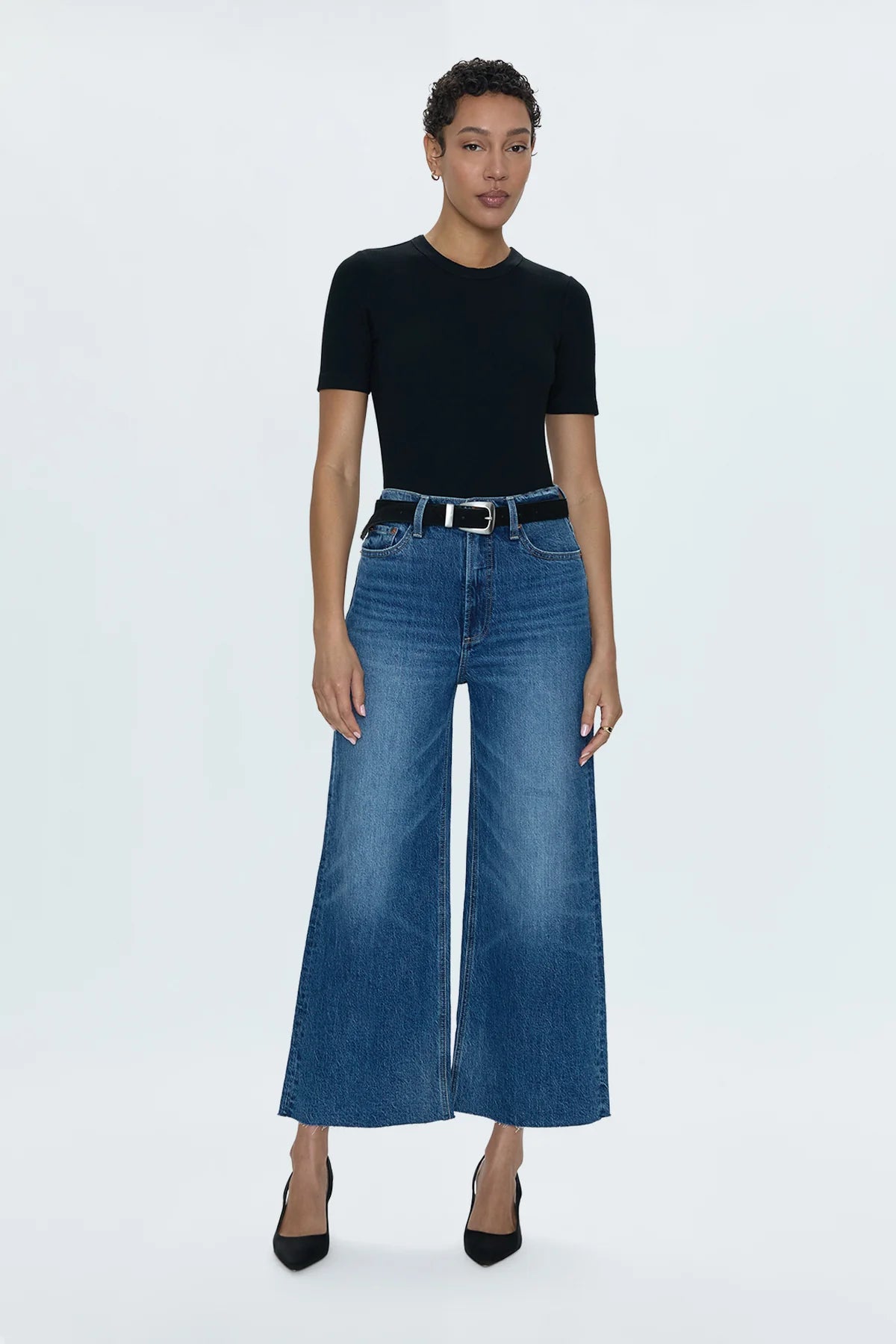 pistola lana high rise ultra wide leg jeans in palladium-front