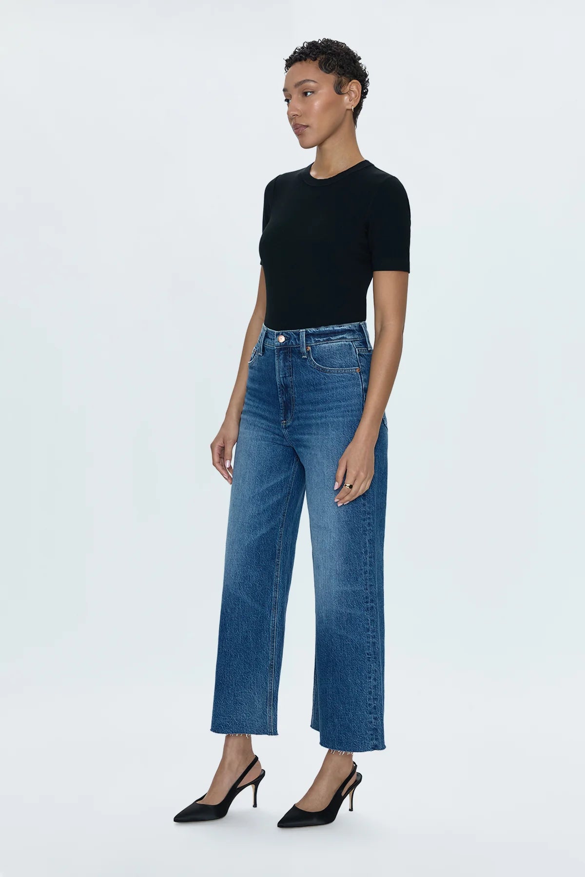 【PORTERNA】Ghost Oil Wide Jeans Pistola Lana Ultra High Rise Wide Crop Jeans: Palladium – Bliss
