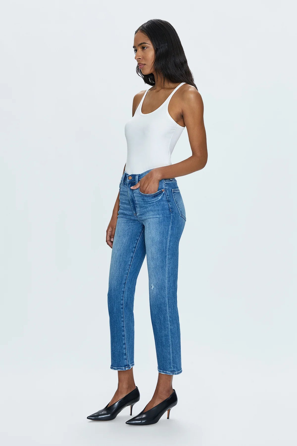 pistola lennon high rise bootcut jeans in fling vintage-side