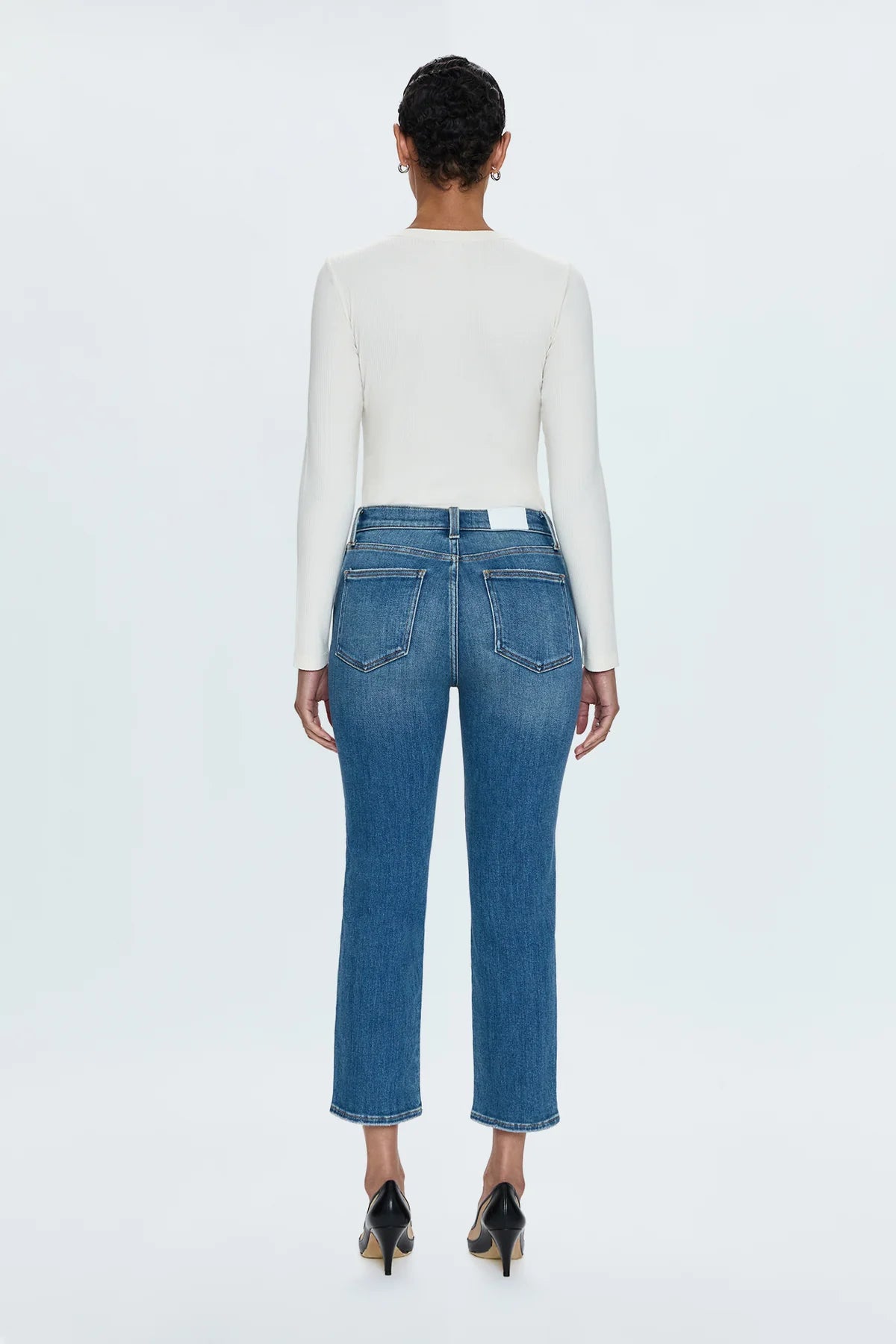 Pistola Monroe High Rise Crop Cigarette Jeans in Amaya wash-back