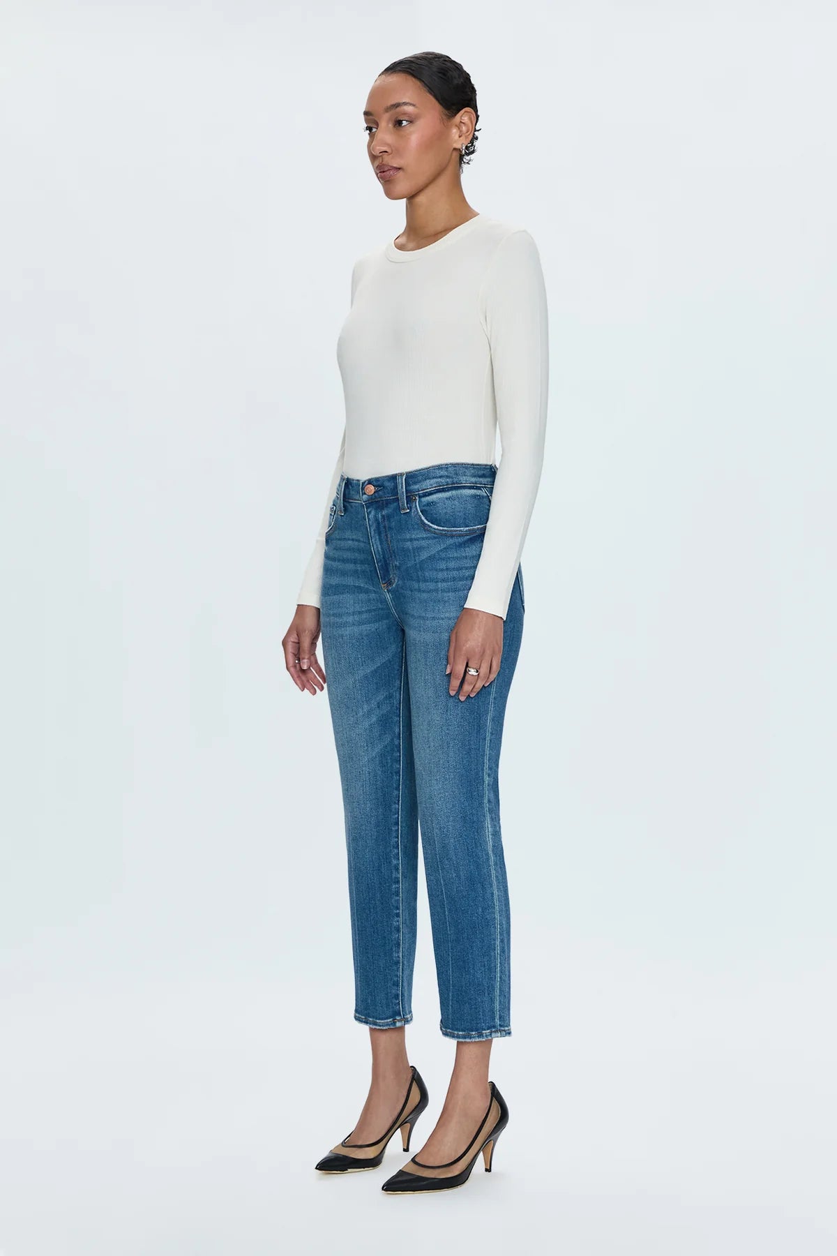 Pistola Monroe High Rise Crop Cigarette Jeans in Amaya wash-side