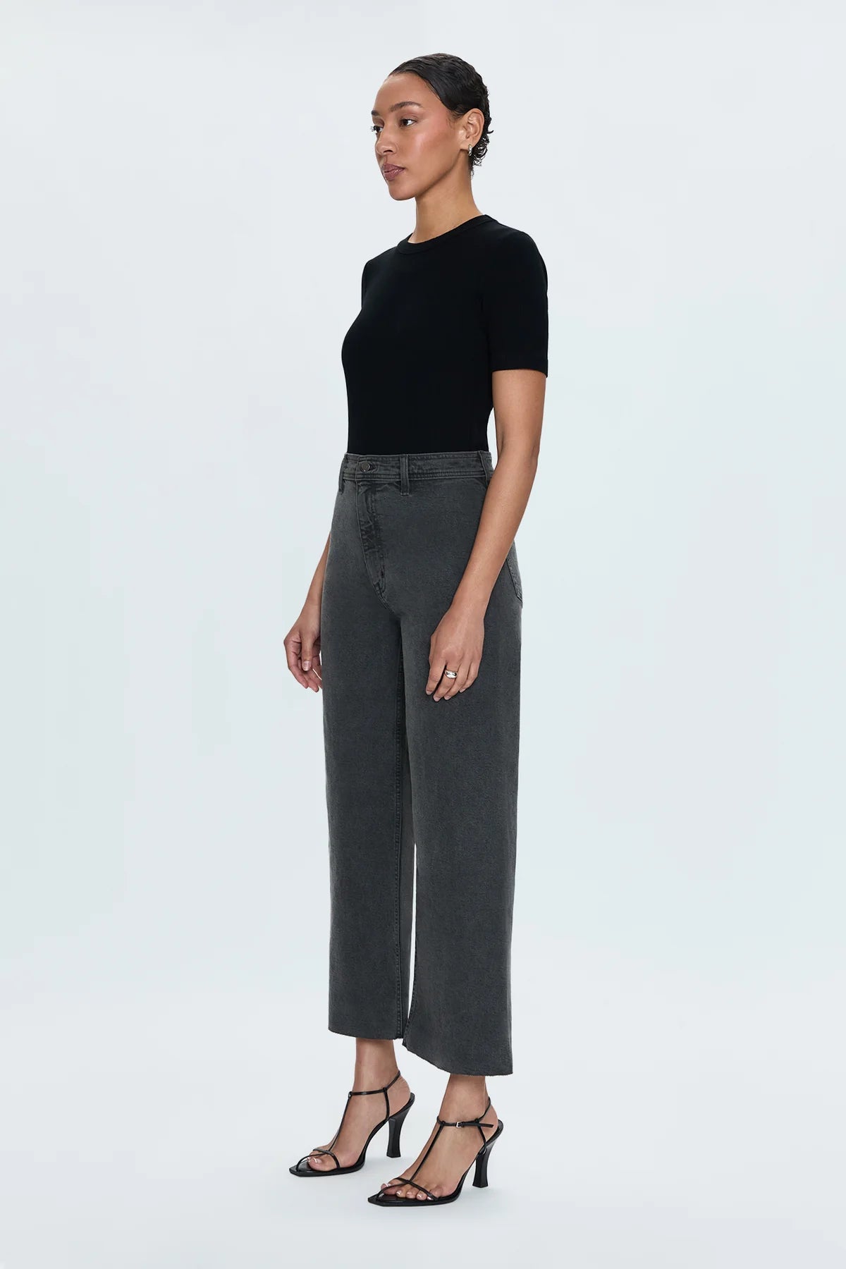 Pistola Penny Crop High Rise Wide Leg Jeans in Antique Graphite-side 