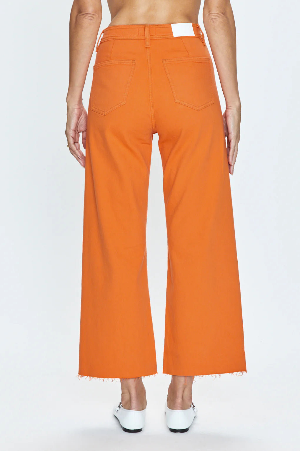 pistola penny high rise wide leg crop jeans in persimmon-back