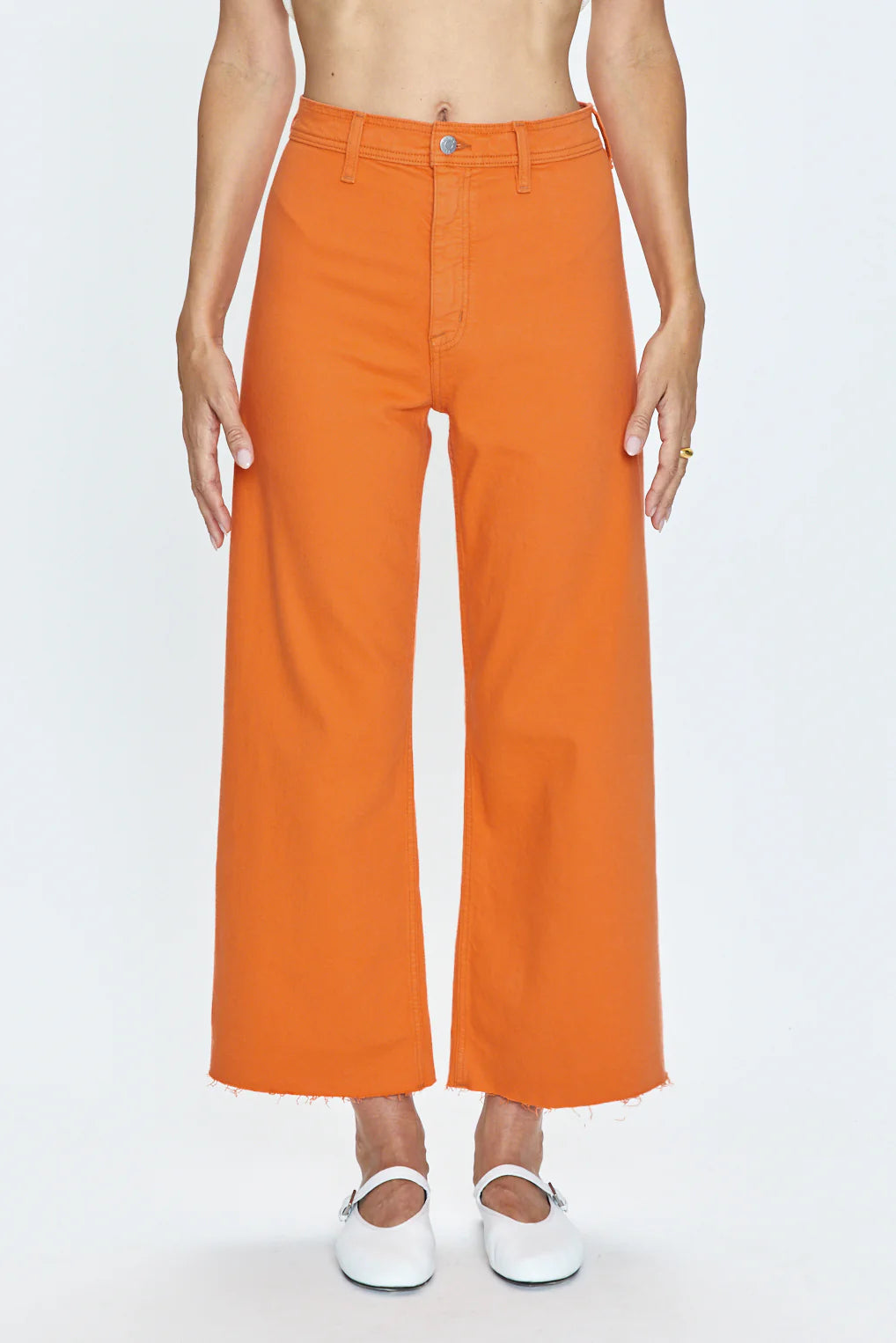 pistola penny high rise wide leg crop jeans in persimmon-front