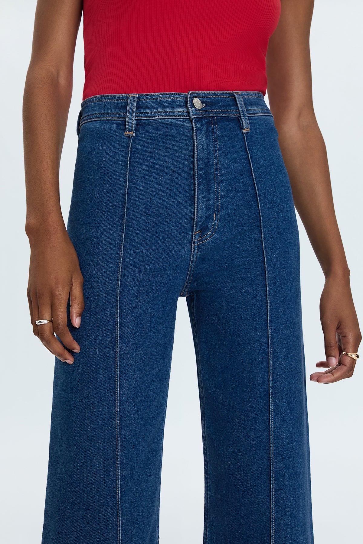 Pistola Penny High Rise Wide Jean in Country Club-front detail