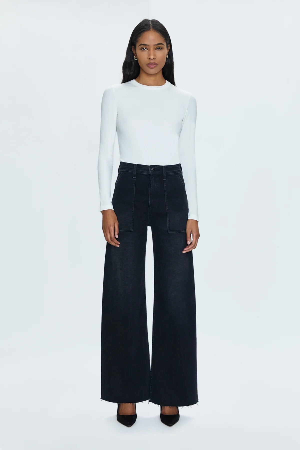 Pistola Penny Utility High Rise Wide Leg Jeans in collins-front