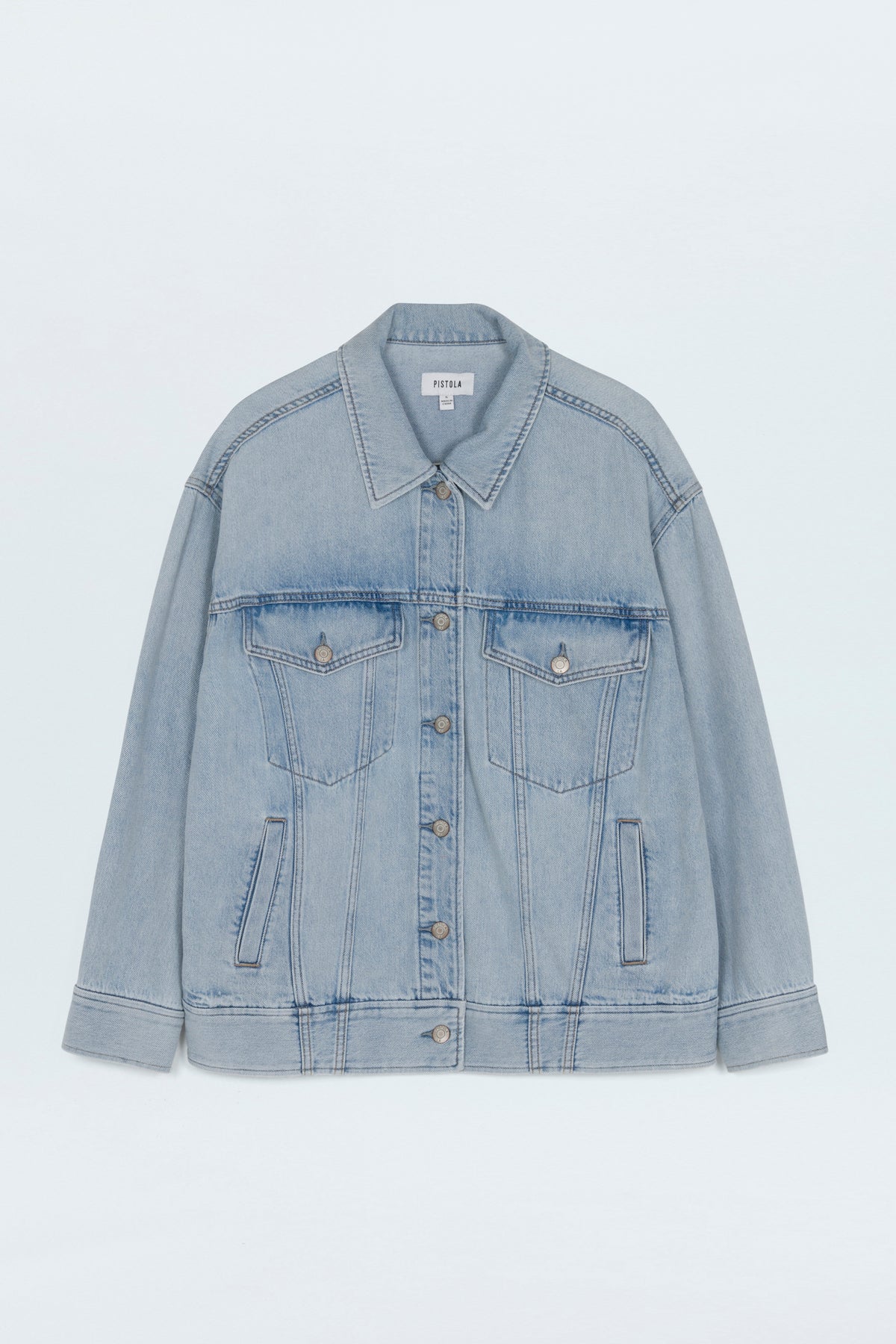 Pistola Rowan Boyfriend Trucker Jacket in Chateau wash-front