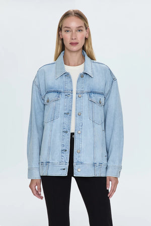 Pistola Rowan Boyfriend Trucker Jacket in Chateau wash-front